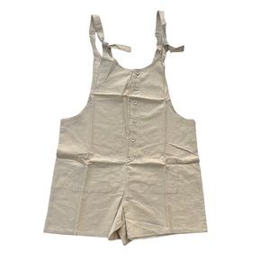 Unbranded Women’s Medium‎ Tan Button Tank Adjustable Tie Top Cotton Blend Romper